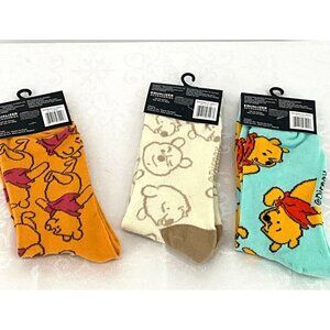 Disney Winnie The Pooh Men's Crew Socks Size 9-13 Set‎ Of 3 Pairs